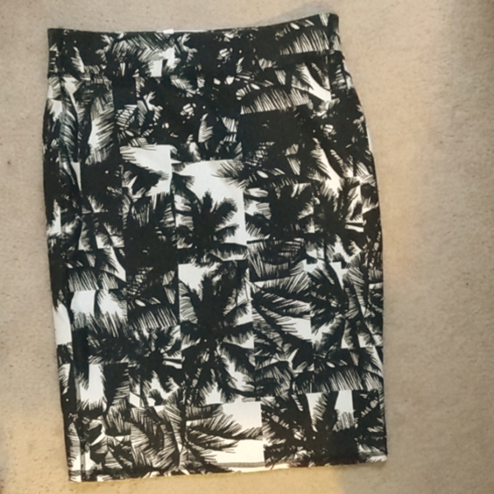 Black and White Knee-Length Pencil Skirt